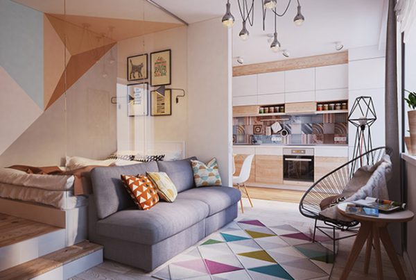 Salón y dormitorio Apartamento Lviv